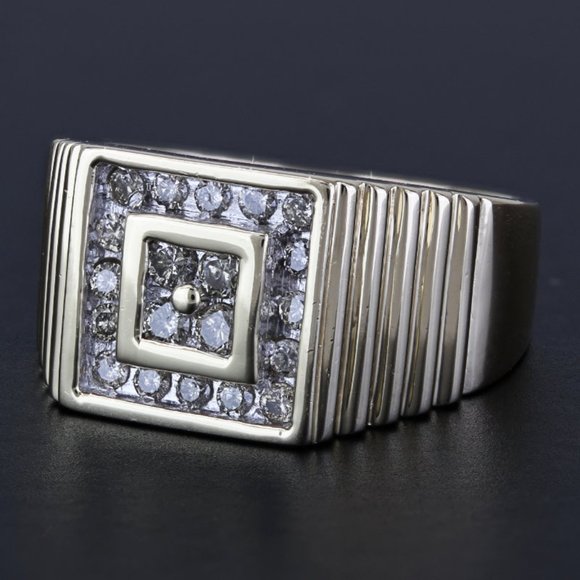 14k Yellow Gold Half Carat Vintage Diamond Men's Ring - Picture 7 of 7